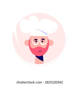 avatar vectorial de un chef con pelo rojo, con un sombrero de chef de marca, perfecto para tu avatar, logotipo de mascota, etc.