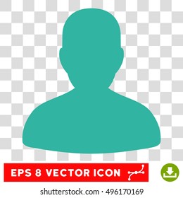 Vector Avatar EPS vector pictogram. Illustration style is flat iconic cyan symbol on a transparent background.