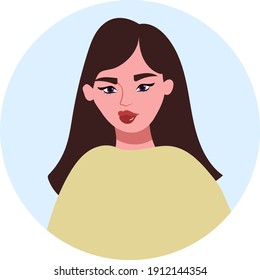 Vector avatar of a girl with red lips