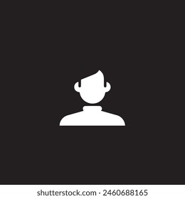 Vector avatar icon, white icon on black background