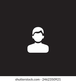 Vector avatar icon, white icon on black background