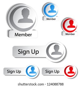 Vector avatar icons, buttons - human, user, member