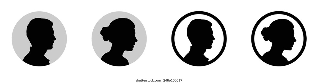 Vector avatar icons looking sideways. Anonymous vector profile designs set