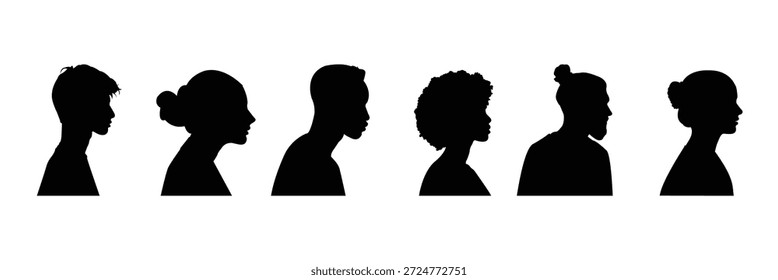 Vector avatar iconos mirando de lado. perfil humano, caras mirando de lado. eps 10
