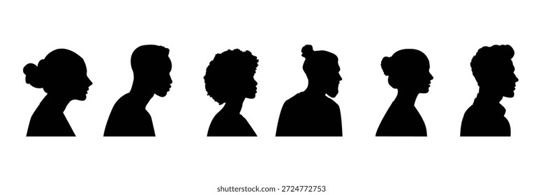 Vector avatar icons looking sideways. human profile ,  faces looking sideways . eps 10
