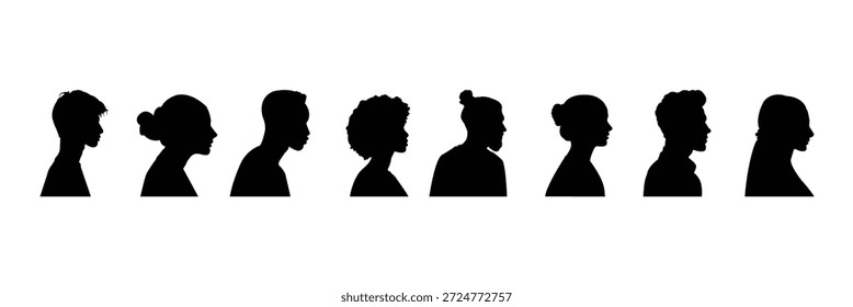 Vector avatar iconos mirando de lado. perfil humano, caras mirando de lado. eps 10