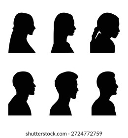 Vector avatar icons looking sideways. human profile ,  faces looking sideways . eps 10