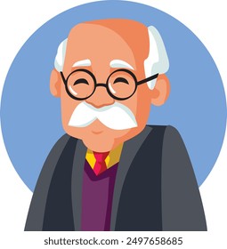 
Vector Avatar of an Older Man Wearing Eyeglasses. Elderly citizen ready for retirement smiling with confidence 
