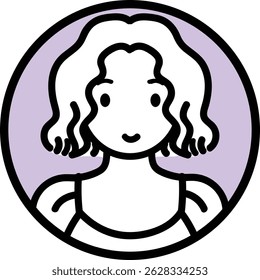 Vector avatar people line marker black cartoon profile picture people short hair girl lady woman