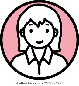 Vector avatar people line marker black cartoon profile picture people short hair girl lady woman