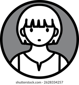 Vector avatar people line marker black cartoon profile picture people short hair girl lady woman