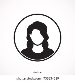 vector avatar woman in circle. People with a beautiful hairstyle. flat style, isolated on white background. 