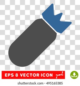 Vector Aviation Bomb EPS vector pictogram. Illustration style is flat iconic bicolor cobalt and gray symbol on a transparent background.