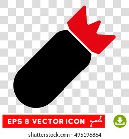 Vector Aviation Bomb EPS vector pictogram. Illustration style is flat iconic bicolor intensive red and black symbol on a transparent background.