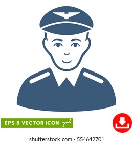 Vector Aviator EPS vector pictograph. Illustration style is flat iconic blue symbol on a transparent background.