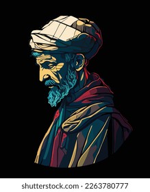 Vector of Avicenna (980-1037), Persian physician and astronomer