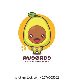 vector avocado cartoon mascot, suitable for, logos, prints, labels, stickers, etc, isolated on a white background.