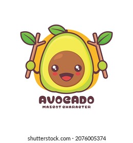 vector avocado cartoon mascot, suitable for, logos, prints, labels, packaging, stickers, etc.