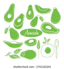 Vector Avocado for design of cafe, bar, restaurant.