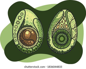 vector avocado ethnic pattern, nature