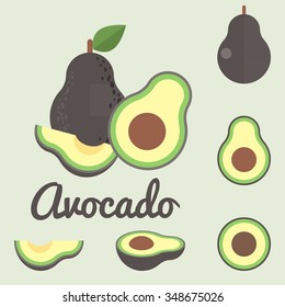 Vector avocado, flat design