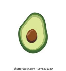 Vector avocado icon isolated on white background. Simple modern flat illustration. Half of avocado Hass. Different green colors.