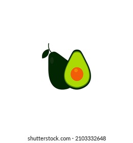 ilustración de aguacate vectorial. Vocado entero y cortado aislado en fondo blanco.