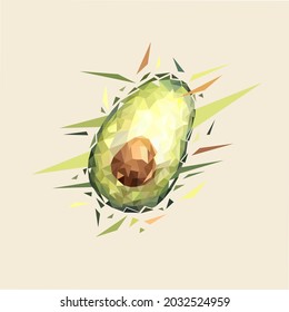 Vector avocado isolated on white background. 