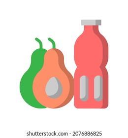 Vector avocado juice flat icon, food and drink related 64x64 Pixel, whitebackground