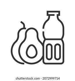 Vector avocado juice outline icon, food and drink related 4000x4000 Pixel, whitebackground