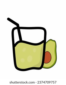 vector avocado juice smoothies, isolated white background
