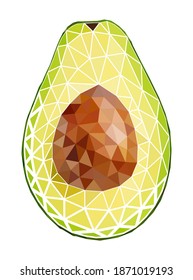 Vector avocado in low poly style