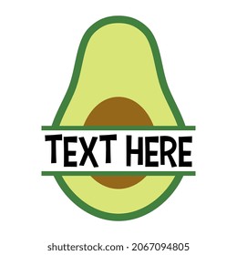 Vector Avocado Name Frame on White Background