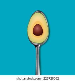 Vector of Avocado on spoon