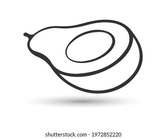 Vector Avocado Outline Icon Design