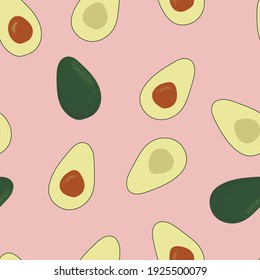 Vector avocado pattern. Simle style.