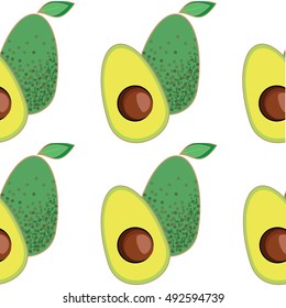 Vector avocado seamless pattern on white background 