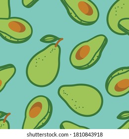 Vector avocado seamless pattern. Avocado pattern for print and fabric.