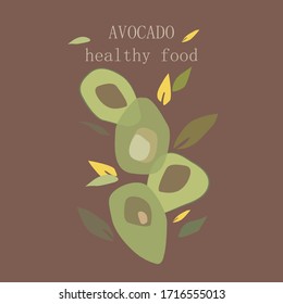 Vector avocado set. Healthy Food Illustration.