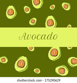 vector avocado sketch background for recipe and culinary