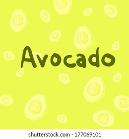 vector avocado sketch background for recipe and culinary