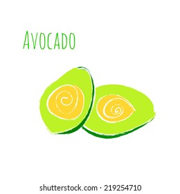 vector avocado sketch had drawn with chalk. cuisine illustration. 