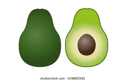 Vector avocado slice illustration. avocado cut  icon