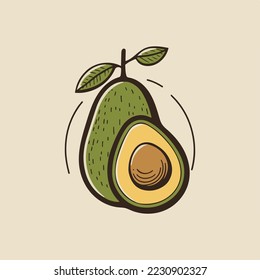 aguacate vectorial, amarillo, verde, marrón, vector, icono