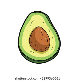 vector avocados illustration. Whole and cut avocado isolated on white background.
