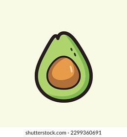 vector avocados illustration. Whole and cut avocado isolated on white background.
