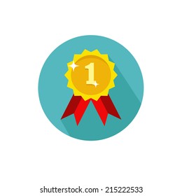 Vector award flat icon on blue circle