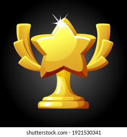 Vector award with a gold star for the game. Reward for the winner, champion.