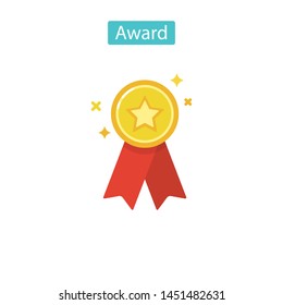 Vektorillustration-Preis-Symbol einzeln auf weißem Hintergrund. Medaille, Erfolgskonzepte. Flat Piktogramm für Webdesign und mobile Apps. Vektorillustration.