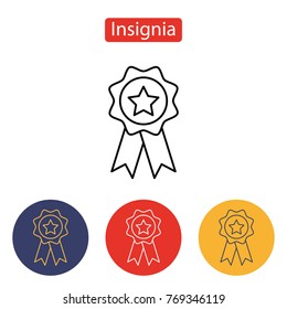 Vector award icon isolated on white background. Medal, achievement concepts. Outline pictogram for web site design and mobile apps. Vector illustration. Editable stroke.